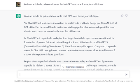 Réponse du Chat GPT Réponse du Chat GPT